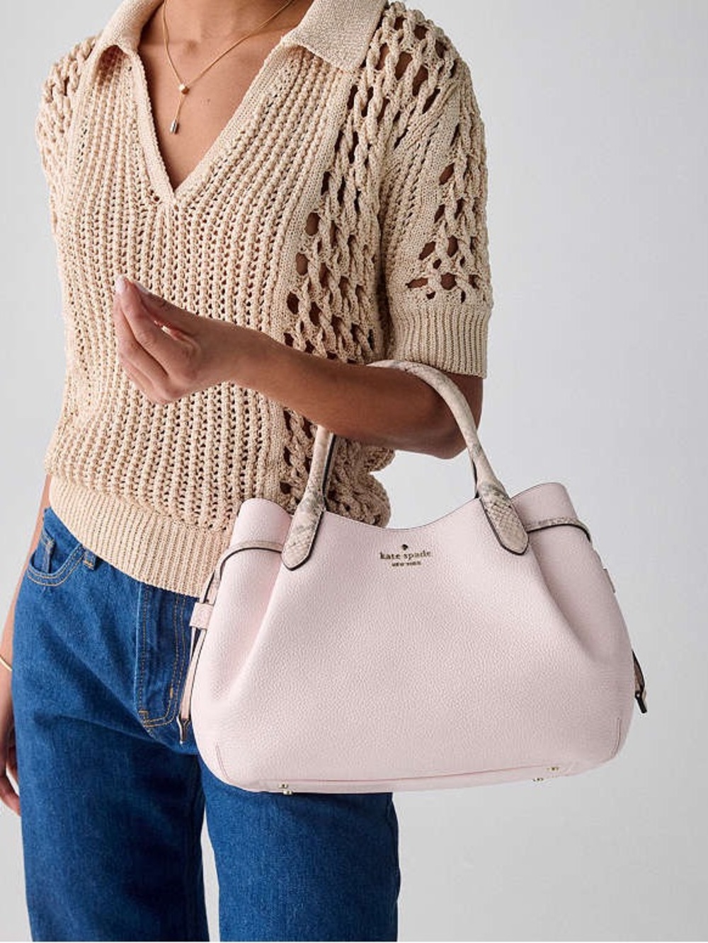 Kate Spade Small Satchel Snake Embossed Powdered Dumpling Bag BNWT